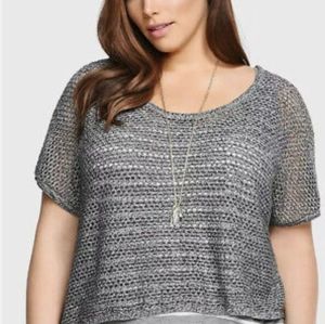 Torrid Open Stitch Knit Cropped Pullover Top Sweater Cover Up Gray Plus 2/2X